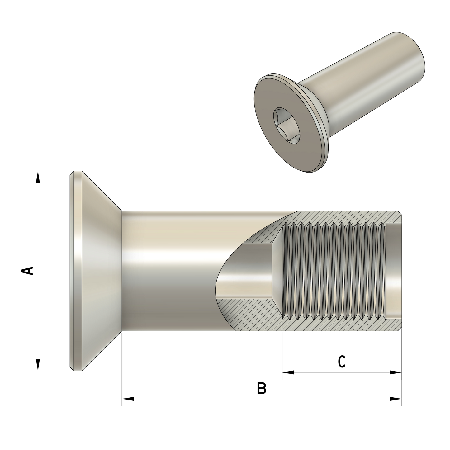 Pivot Axle Countersunk